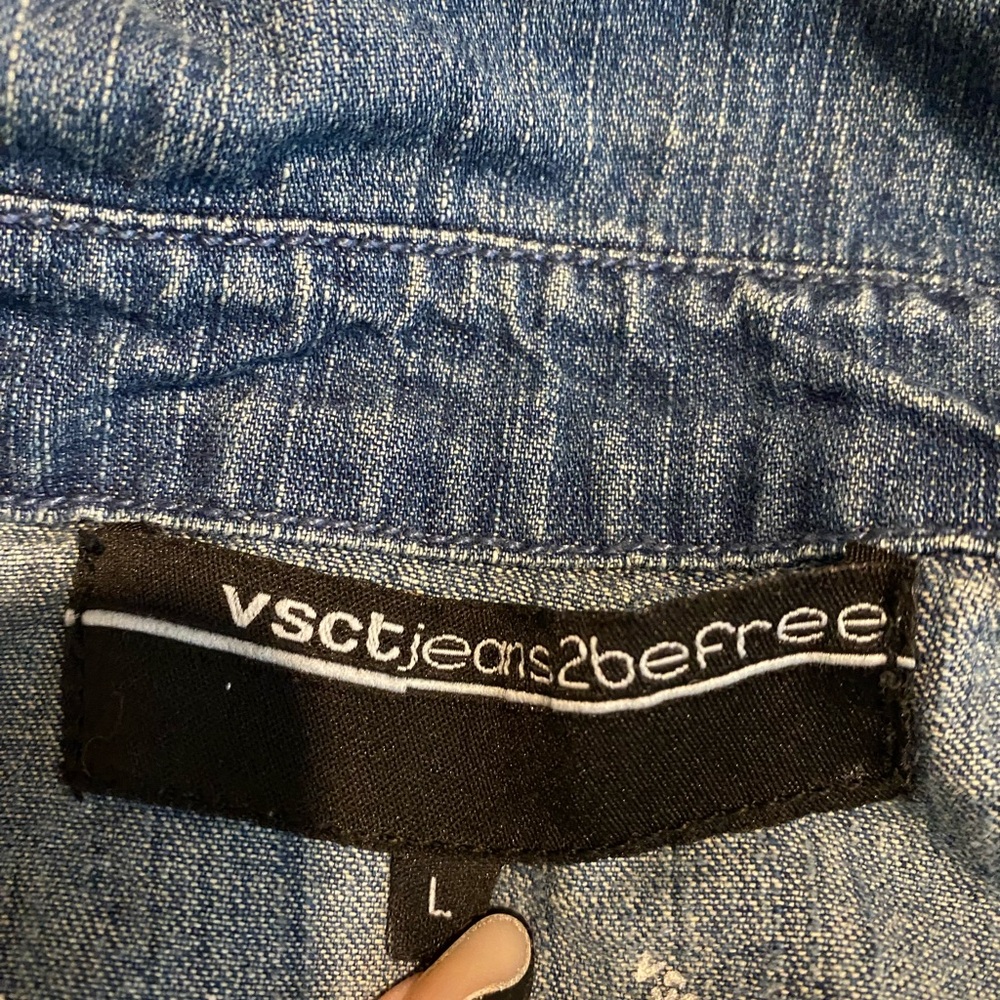VSCT | Vintage Men’s VSCT Denim Shirt with Logo Patches | Clubwear | Y2K EUC L. - Picture 12 of 13